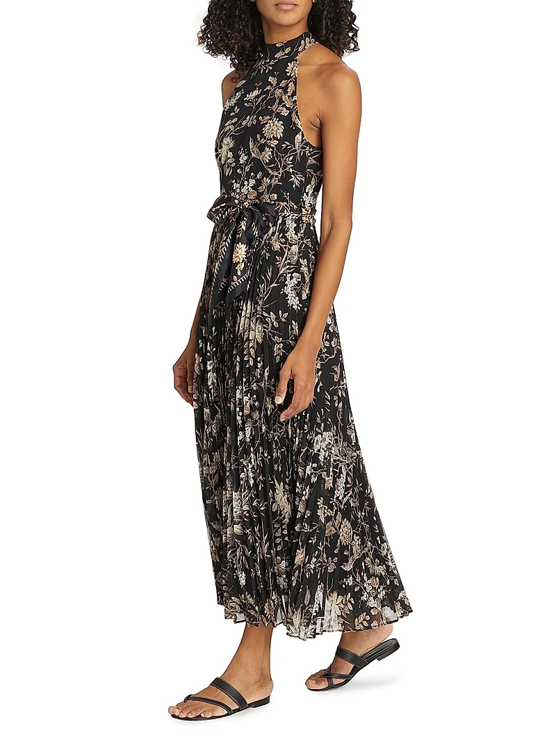Sunray Picnic Floral Pleated Maxi Dress