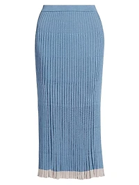 Rib-Knit Metallic Midi-Skirt