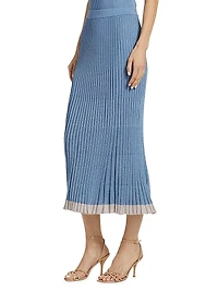 Rib-Knit Metallic Midi-Skirt