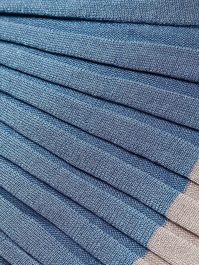 Rib-Knit Metallic Midi-Skirt