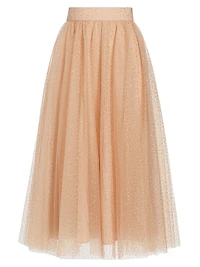 Metallic-Dot Tulle Midi-Skirt