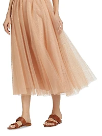 Metallic-Dot Tulle Midi-Skirt