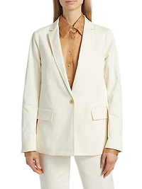Diamanté-Embellished Gabardine One-Button Blazer