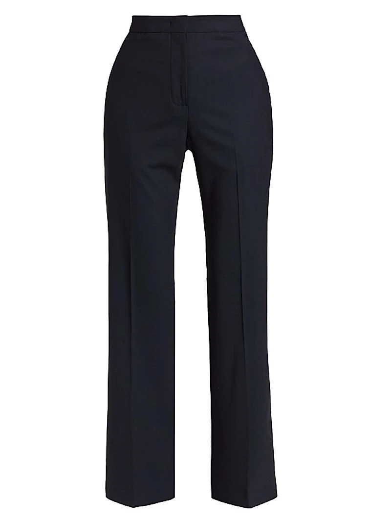 Stretch Wool Straight-Leg Pants