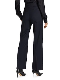 Stretch Wool Straight-Leg Pants