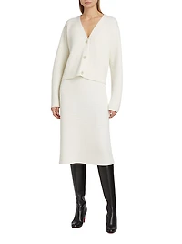 Mat Stitch Wool V-Neck Cardigan