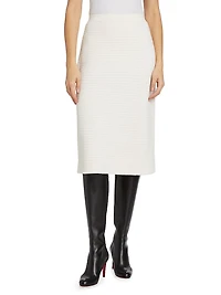 Mat Stitch Wool Midi-Skirt
