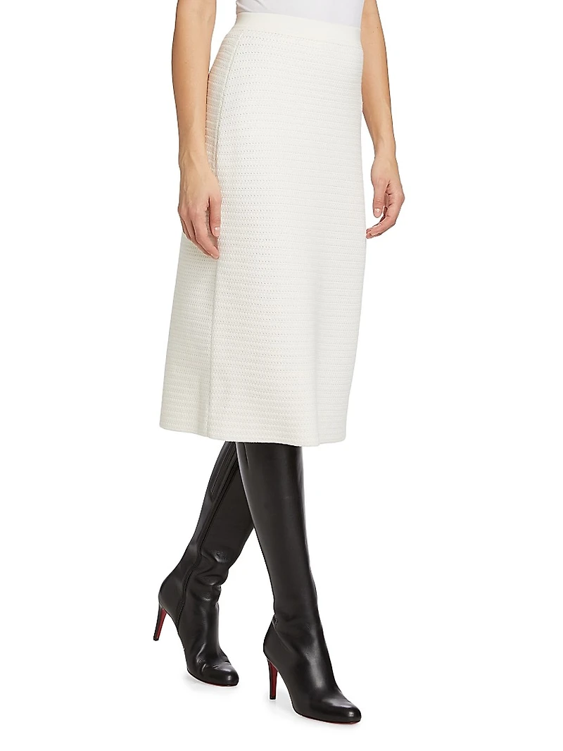 Mat Stitch Wool Midi-Skirt