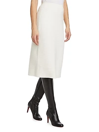 Mat Stitch Wool Midi-Skirt