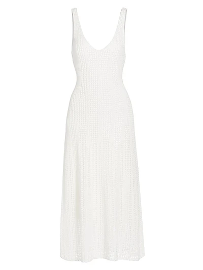 Mesh Grid Godet Midi-Dress