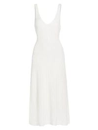 Mesh Grid Godet Midi-Dress