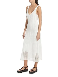 Mesh Grid Godet Midi-Dress