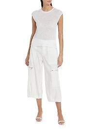 Mesh Stitch Crewneck Blouse