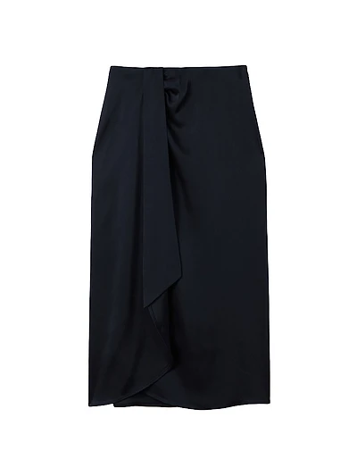 Bella Draped Tie-Waist Midi-Skirt