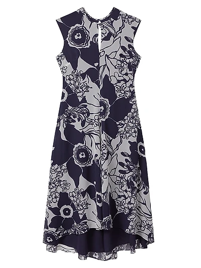 Becci Floral Open-Back Midi-Dress