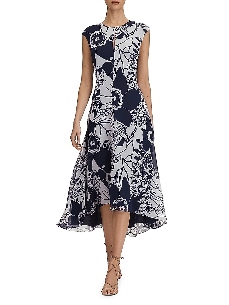 Becci Floral Open-Back Midi-Dress