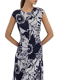 Becci Floral Open-Back Midi-Dress