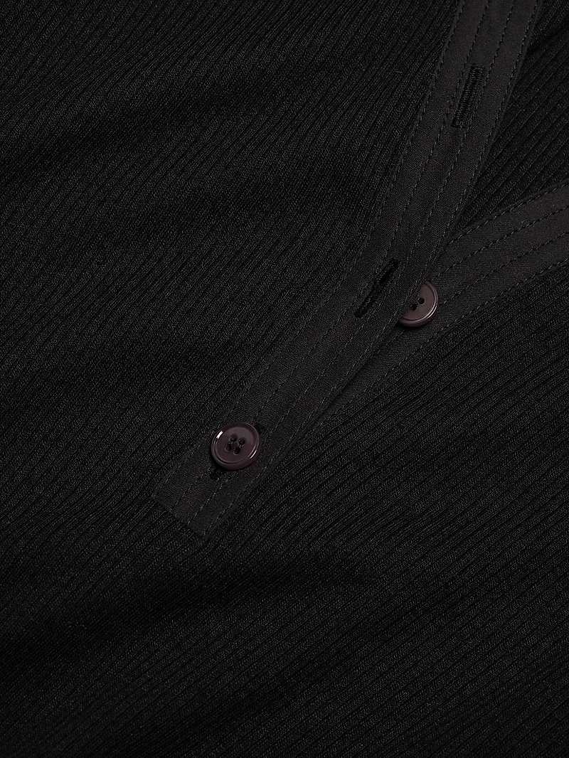 Fallon Cotton-Blend Ribbed Puff-Sleeve Blouse