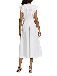 Karina CottonTie-Waist Sleeveless Midi-Dress