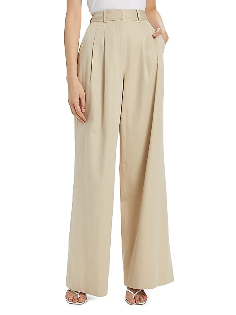 Juliana Wide-Leg Pleated Trousers