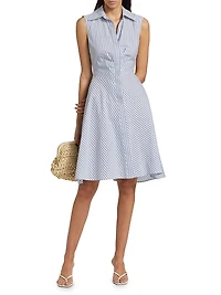 Themis Striped Cotton Sleeveless Shirtdress