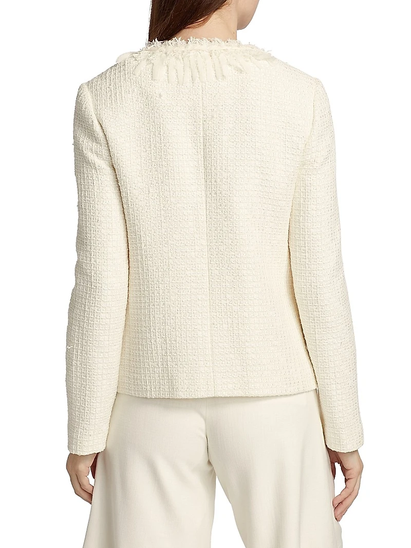 Garcia Fringe Cotton-Blend Tweed Jacket