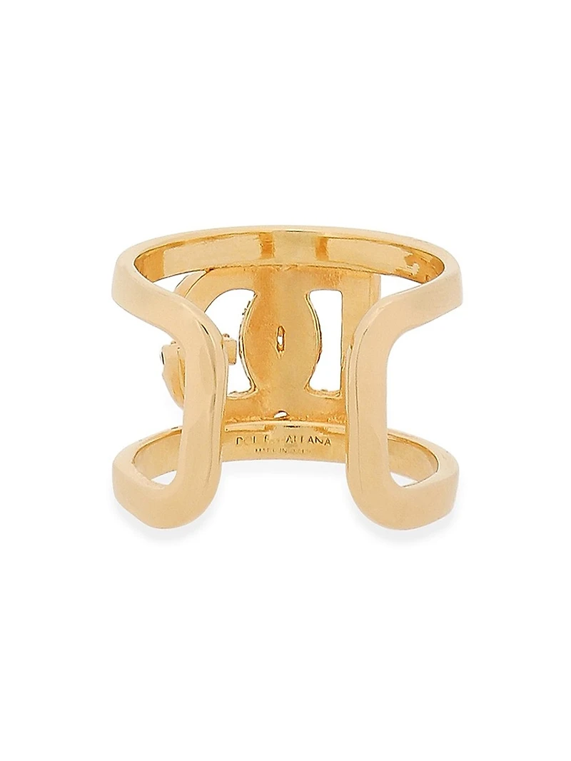 Goldtone & Glass Crystal Monogram Ring