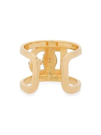 Goldtone & Glass Crystal Monogram Ring