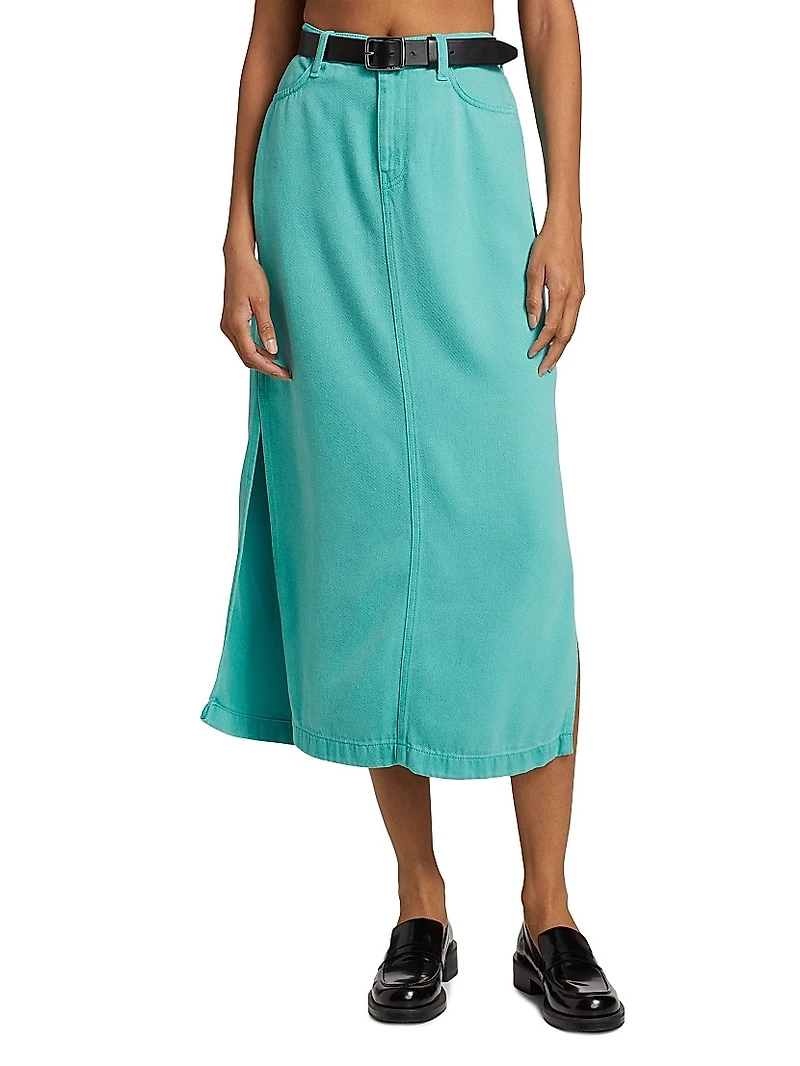 Stretch Denim Midi-Skirt