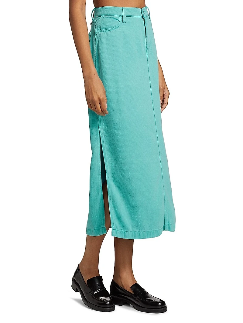 Stretch Denim Midi-Skirt