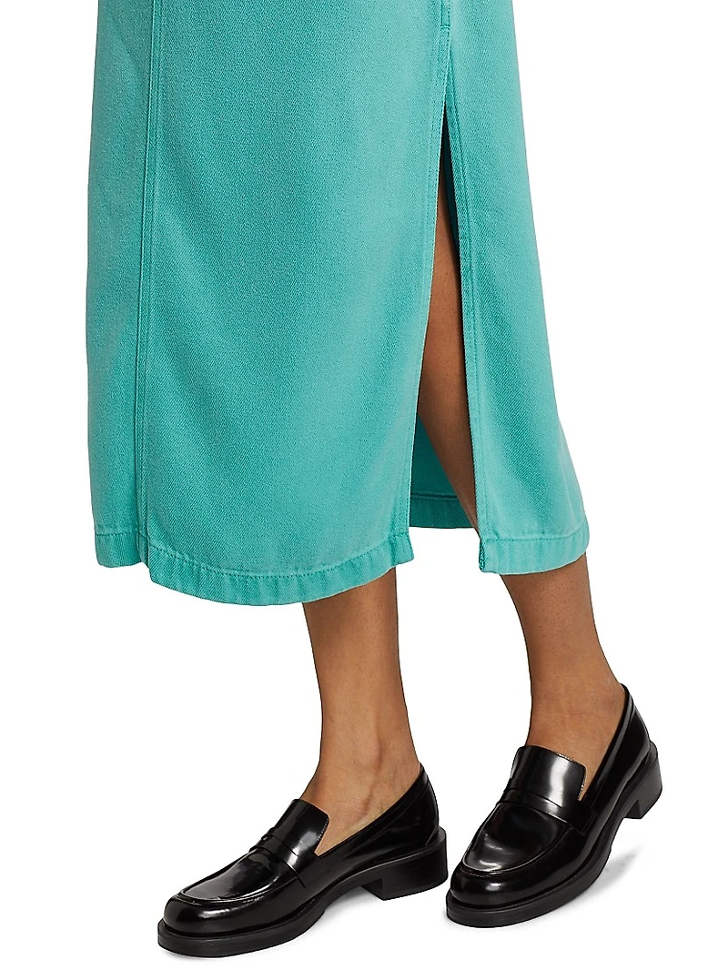 Stretch Denim Midi-Skirt