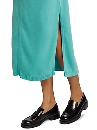 Stretch Denim Midi-Skirt