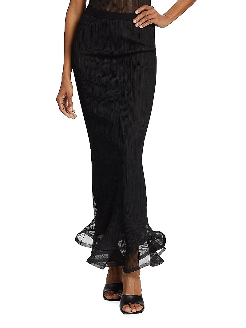 Kelso Rib-Knit Trumpet Hem Maxi Skirt