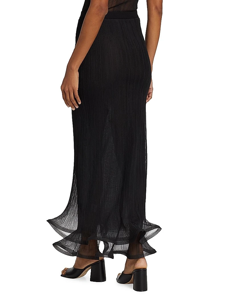 Kelso Rib-Knit Trumpet Hem Maxi Skirt