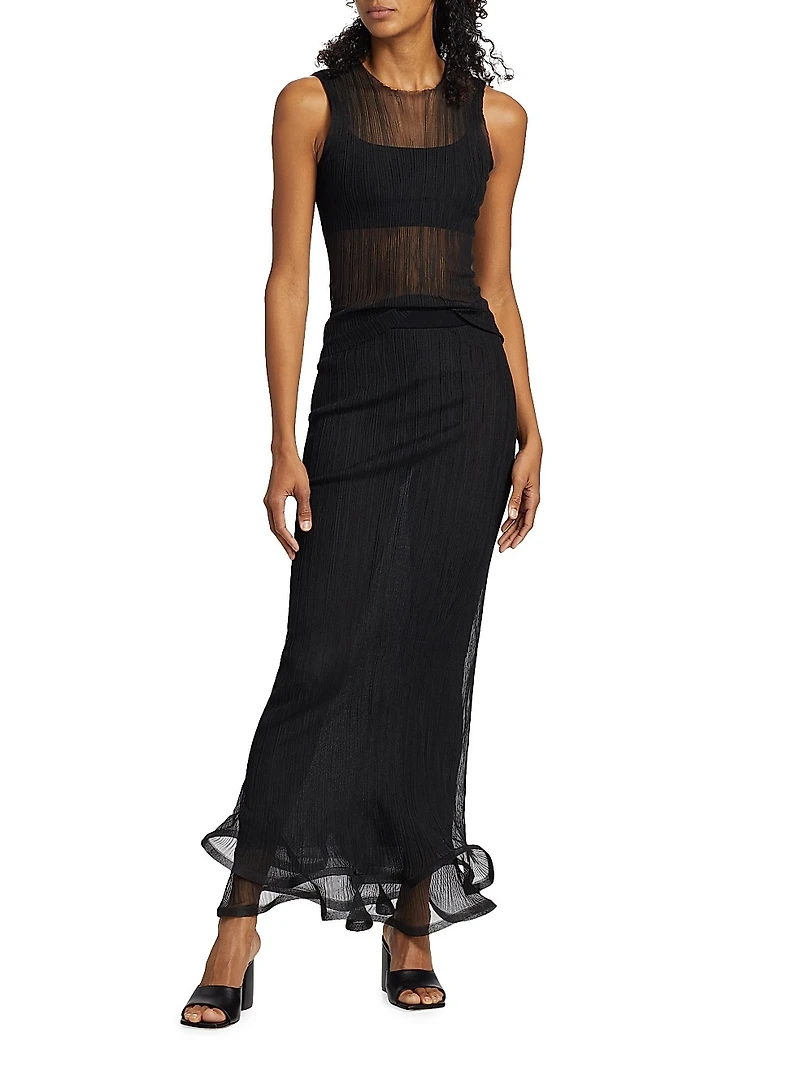 Kelso Rib-Knit Trumpet Hem Maxi Skirt