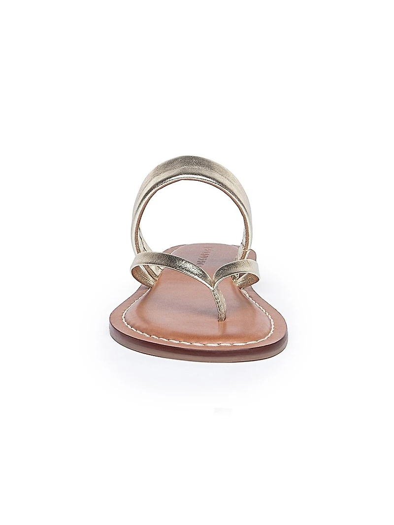 Leia Metallic Leather Thong Sandals