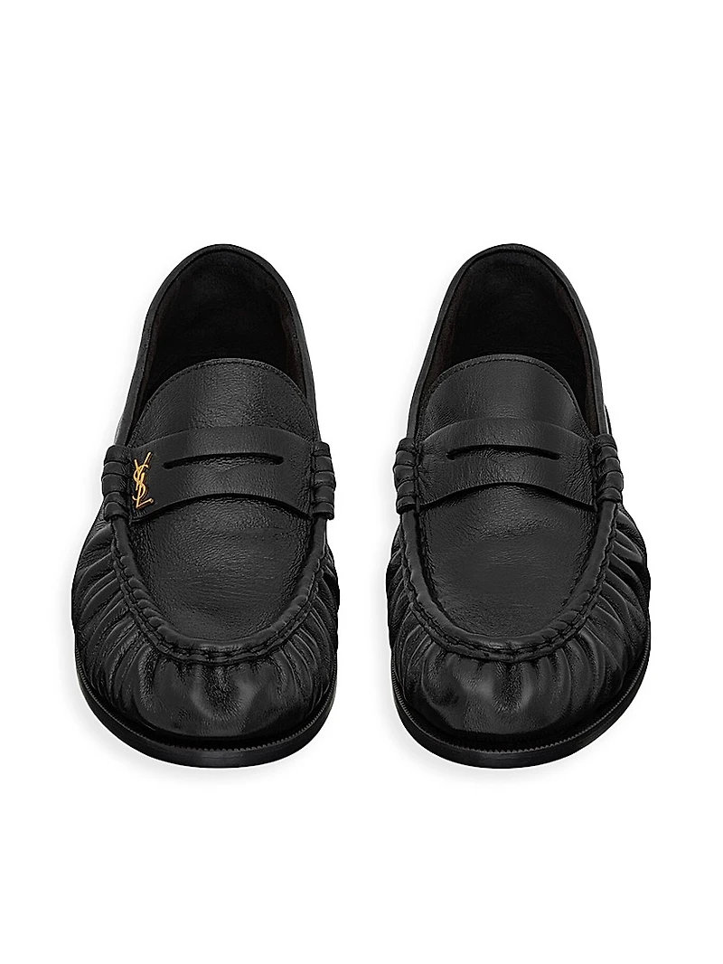 Men's Le Loafer Penny Slippers Shiny Creased Leather