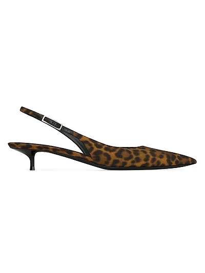 Cherish Slingback Pumps Leopard Grosgrain