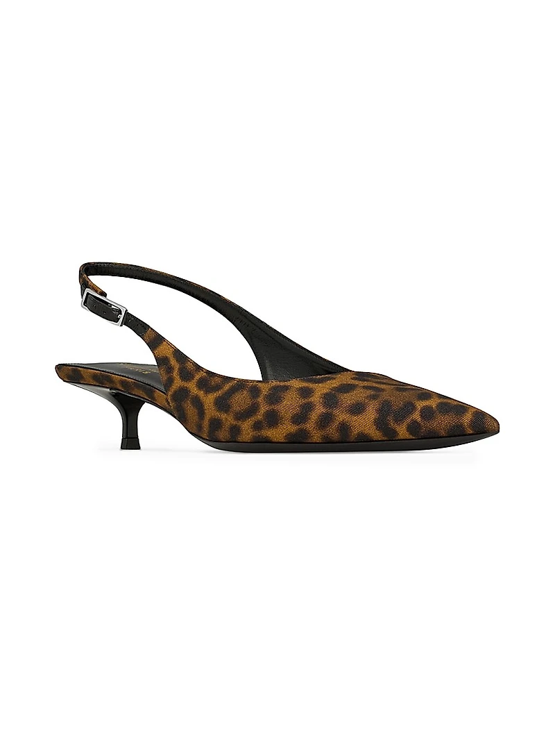 Cherish Slingback Pumps Leopard Grosgrain