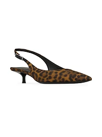 Cherish Slingback Pumps Leopard Grosgrain