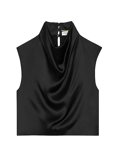 Cowl-neck Crop Top Satin