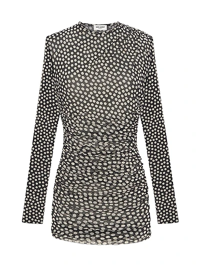 Ruched Dress Dotted Tulle