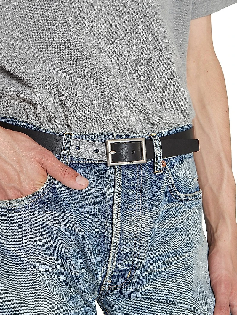 Rectangular Buckle Belt Vegetable-tanned Leather