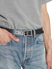 Rectangular Buckle Belt Vegetable-tanned Leather