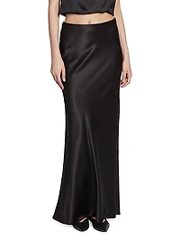 Long Skirt in Silk Satin Crepe
