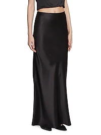 Long Skirt in Silk Satin Crepe