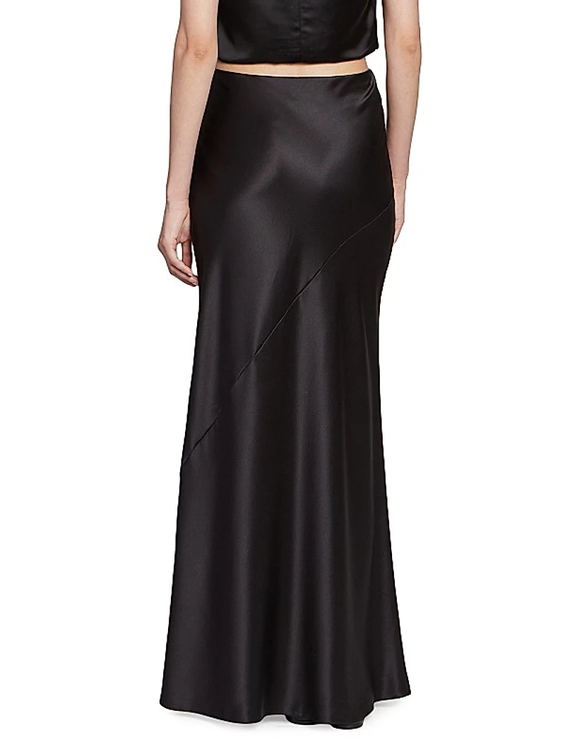 Long Skirt in Silk Satin Crepe