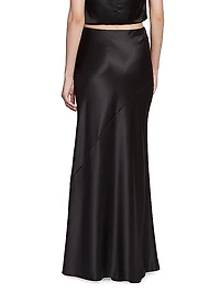 Long Skirt in Silk Satin Crepe