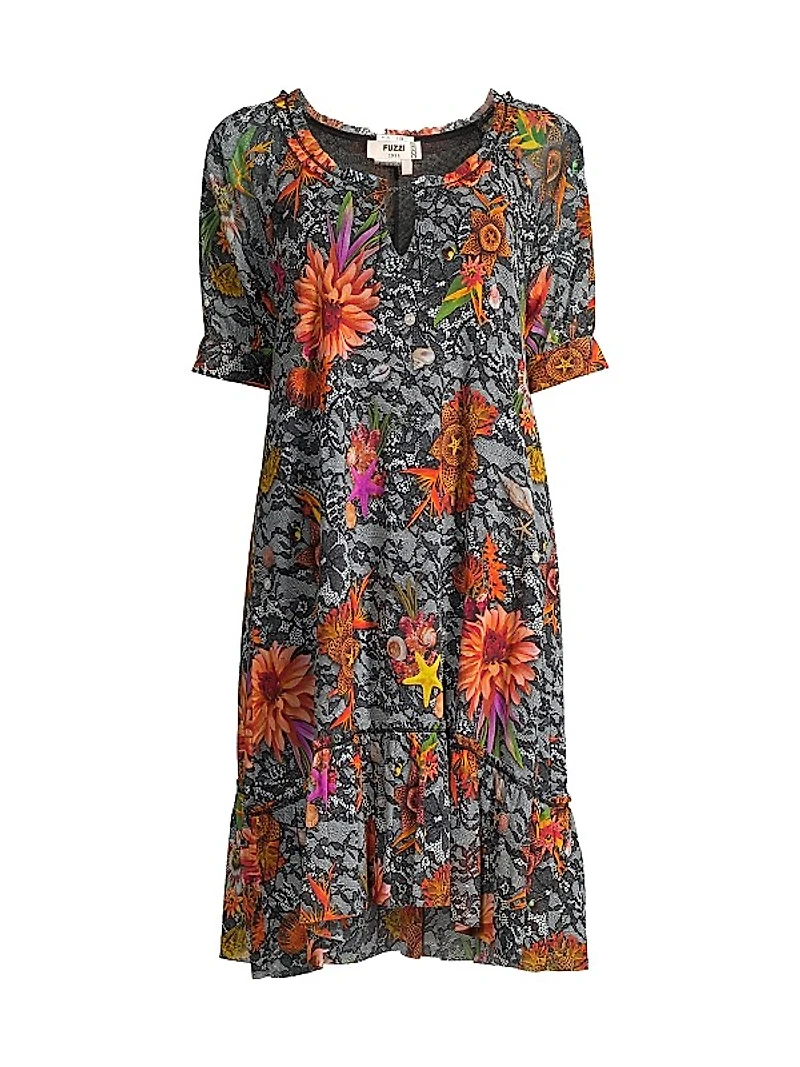 Mesh Floral Lace Swing Knee-Length dress