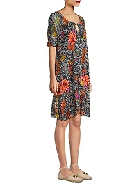 Mesh Floral Lace Swing Knee-Length dress